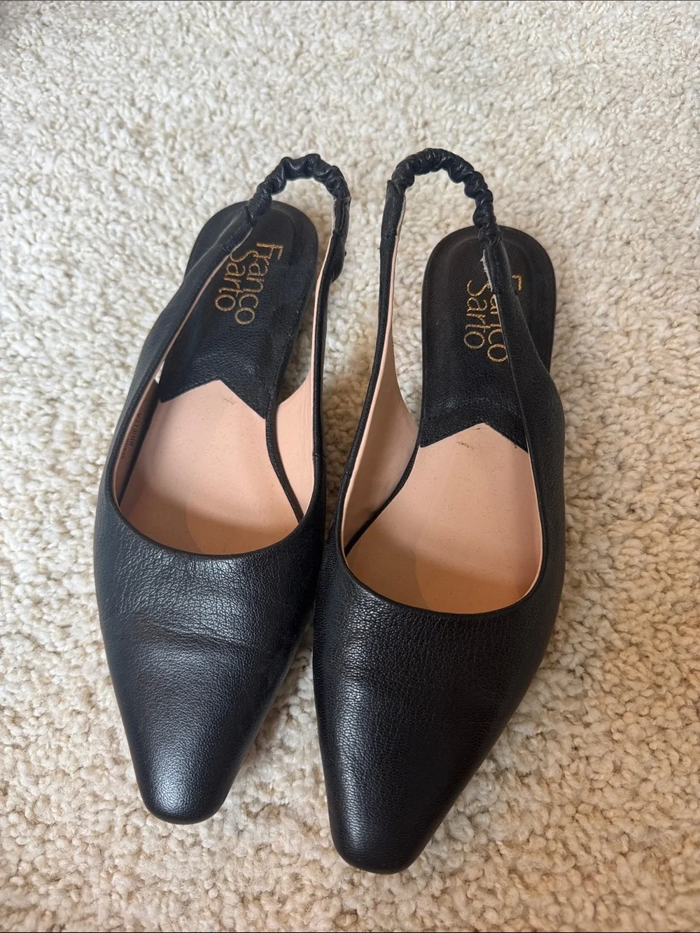 Franco Sarto Black Pointed Slingback Flats
